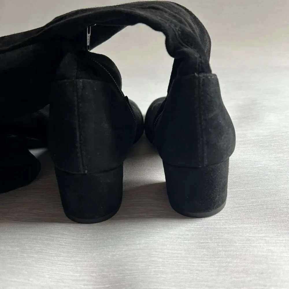 TED BAKER Ayannah Over The Knee Suede Stretch Leather Black Boots US Size 7 New